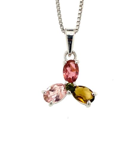 Multi Tourmaline Pendant in 925 Sterling Silver | Save 33% - Rajasthan Living