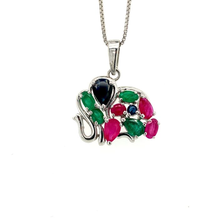 Multi Colour Stone Pendant in 925 Sterling Silver | Save 33% - Rajasthan Living 6
