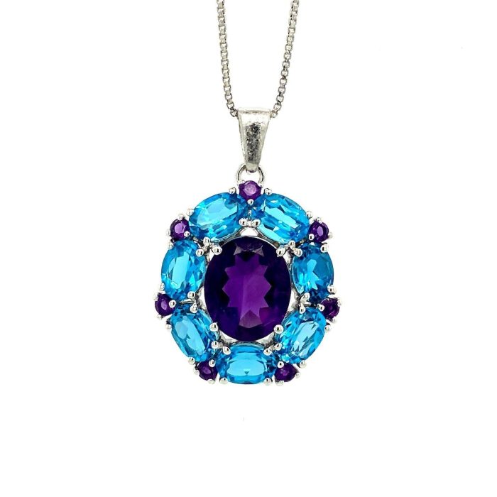 Multi Colour Stone Pendant in 925 Sterling Silver | Save 33% - Rajasthan Living 5