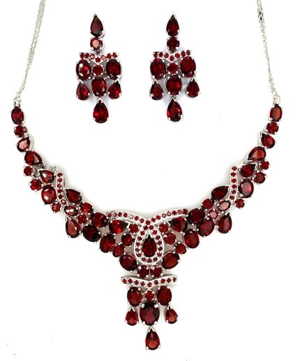 Garnet Necklace Set in 925 Sterling Silver | Save 33% - Rajasthan Living