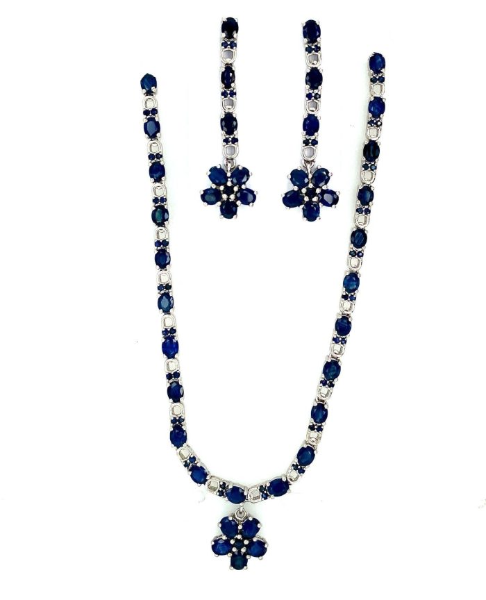 Sapphire Necklace Set in 925 Sterling Silver | Save 33% - Rajasthan Living 5