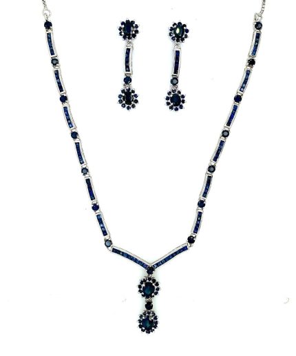 Sapphire Necklace Set in 925 Sterling Silver | Save 33% - Rajasthan Living