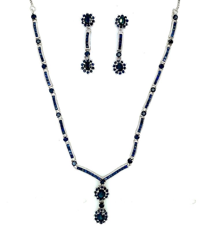 Sapphire Necklace Set in 925 Sterling Silver | Save 33% - Rajasthan Living 5