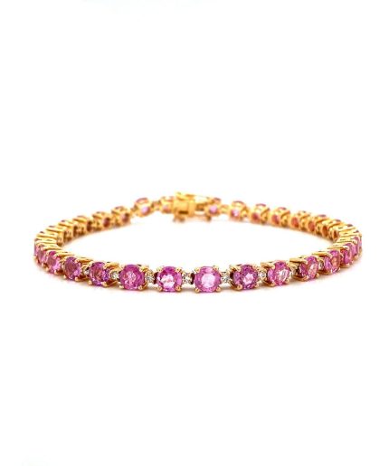 Pink Sapphire and Diamond Bracelet in 18K Yellow Gold | Save 33% - Rajasthan Living