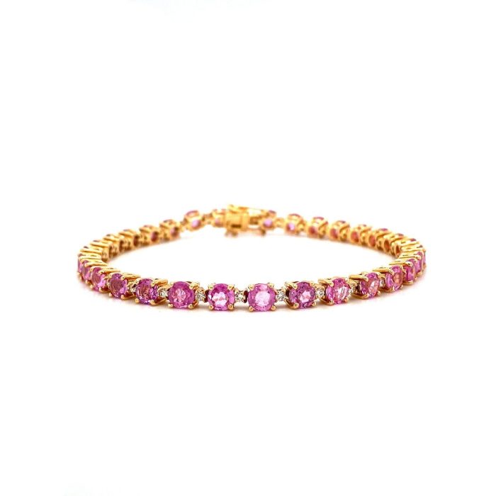 Pink Sapphire and Diamond Bracelet in 18K Yellow Gold | Save 33% - Rajasthan Living 5