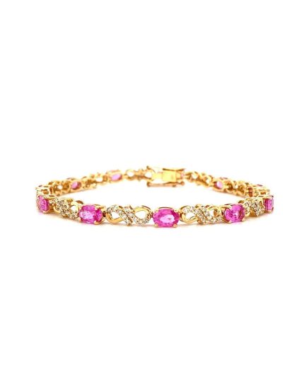 Pink Sapphire Bracelet in 14K Yellow Gold | Save 33% - Rajasthan Living