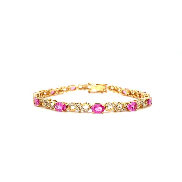 Pink Sapphire Bracelet in 14K Yellow Gold | Save 33% - Rajasthan Living 5
