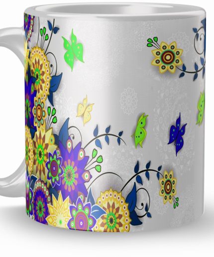 NK Store Printed Colorful Butterfly Flower Tea And Coffee Mug (320ml) | Save 33% - Rajasthan Living 3