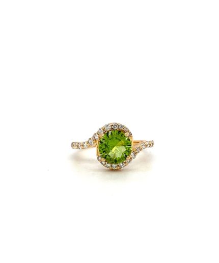 Peridot and Diamond Ring in 14K Yellow Gold | Save 33% - Rajasthan Living