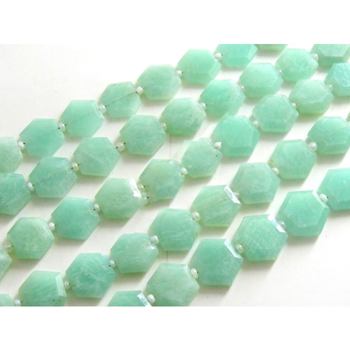 Amazonite Hexagon,Micro Faceted,Handmade,Loose Bead,For Making Jewelry,Necklace,Bracelet 21Piece Strand 12X12To10X10 MM Approx PME(B7) | Save 33% - Rajasthan Living 5