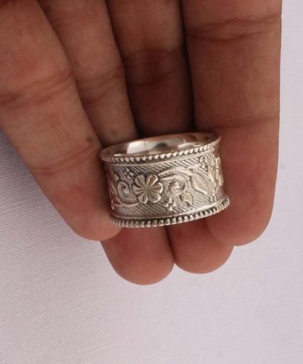 Silver Wide Filigree Eternity Band Ring, 925 Sterling Silver Artisan Crafted Filigree Eternity 14 mm Wide Band Ring Jewelry Gifts Boxed | Save 33% - Rajasthan Living 6