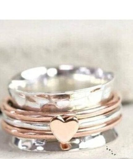 Heart Spinner Ring, Women 925 Sterling Silver Ring, Love Ring, Worry Ring, Meditation Ring, Harry Style Peace Ring, Silver Ring, Statement Ring (Copy) | Save 33% - Rajasthan Living