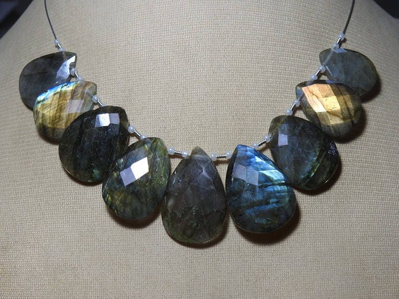 Natural Labradorite Faceted Teardrop,Drop,Multi Falshy Fire,Loose Stone 9Piece Strand 25X17To20X15MM Approx Wholesaler Supplies BR1 | Save 33% - Rajasthan Living 17