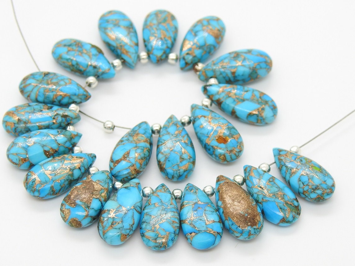 Blue Copper Turquoise Smooth Teardrop,Handmade Bead,Loose Stone,Earring Pair,For Making Jewelry,Wholesaler,Supplies 15X7MM Approx | Save 33% - Rajasthan Living 13