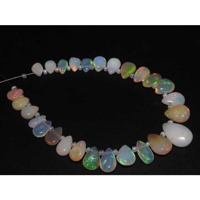 Natural Ethiopian Opal Smooth Teardrop,Multi Flashy Fire,Drop,Handmade,Loose Stone,For Making Jewelry 6Inch Strand 12X10To8X5MM Approx EO2 | Save 33% - Rajasthan Living 11