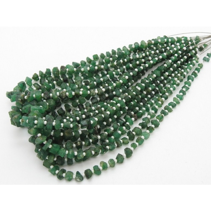 Emerald Rough Bead,Chips,Uncut,Nugget,Loose Raw,10Inch Strand 6X4To4X2MM Approx,Wholesale Price,New Arrival,100%Natural,RB6 | Save 33% - Rajasthan Living 8