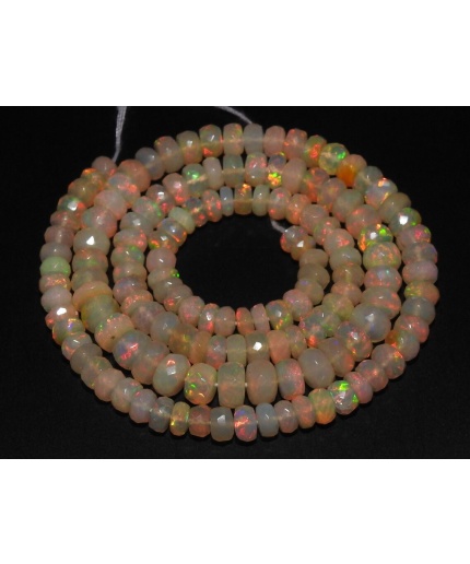 Ethiopian Opal Faceted Roundel Bead,Multi Flashy Fire,Loose Stone,Handmade,For Jewelry Making,4To7MM Approx,100%Natural,PME(EO2) | Save 33% - Rajasthan Living