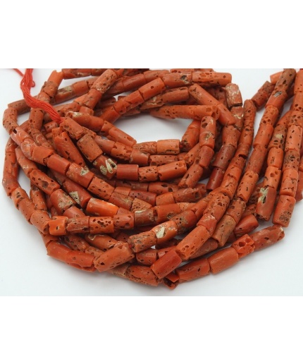 16Inch Strand,Red Coral Smooth Tubes,Drum,Cylinder Shape Beads,12X7To8X7MM Approx,Wholesale Price,New Arrival (bk)CR2 | Save 33% - Rajasthan Living