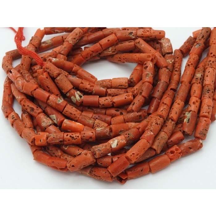 16Inch Strand,Red Coral Smooth Tubes,Drum,Cylinder Shape Beads,12X7To8X7MM Approx,Wholesale Price,New Arrival (bk)CR2 | Save 33% - Rajasthan Living 6