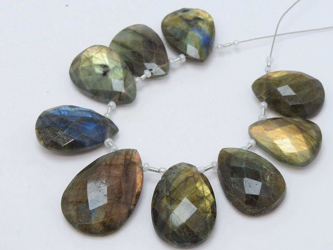 Natural Labradorite Faceted Teardrop,Drop,Multi Falshy Fire,Loose Stone 9Piece Strand 25X17To20X15MM Approx Wholesaler Supplies BR1 | Save 33% - Rajasthan Living 13