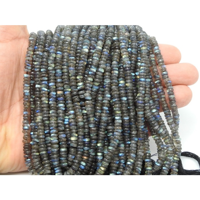 Labradorite Smooth Roundel Bead,Handmade,Loose Stone,Blue Multi Fire,For Jewelry Makers,12Inch Strand,100%Natural (pme)B12 | Save 33% - Rajasthan Living 5
