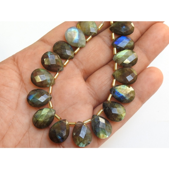 16X12 MM Pair Natural Labradorite Multi Flashy Color Faceted Teardrop Wholesale Price New Arrival PME-CY3 | Save 33% - Rajasthan Living 5