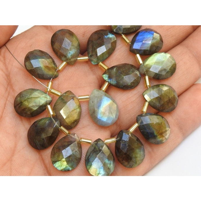 16X12 MM Pair Natural Labradorite Multi Flashy Color Faceted Teardrop Wholesale Price New Arrival PME-CY3 | Save 33% - Rajasthan Living 7