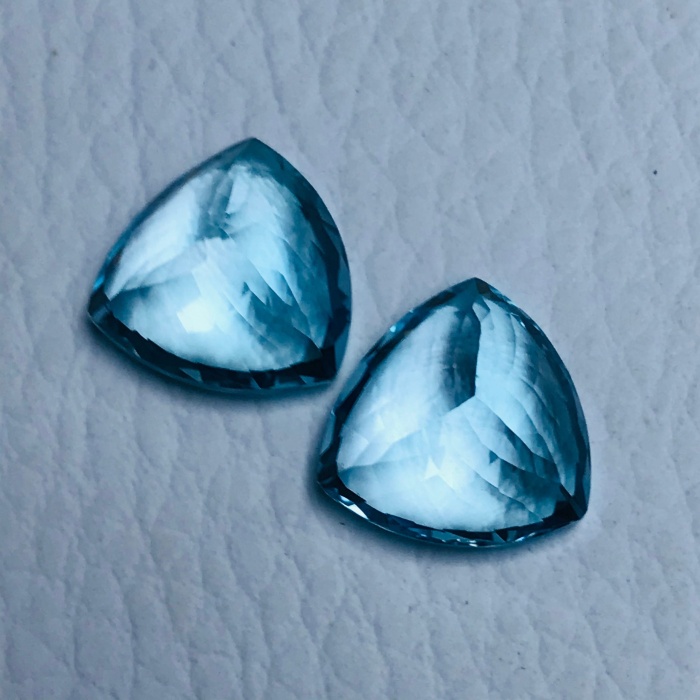 100% Natural Sky Blue Topaz Faceted Shape Triangle Size 14×8.5 MM Weight 23.20 Carat, For Making Jewelry, Loose Blue Topaz, | Save 33% - Rajasthan Living 9