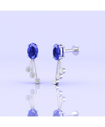 14K Tanzanite Earrings, Dainty Diamond and Gemstone Earrings, Oval Stud Earrings, Handmade Jewelry, Minimalist Earrings, December Birthstone | Save 33% - Rajasthan Living
