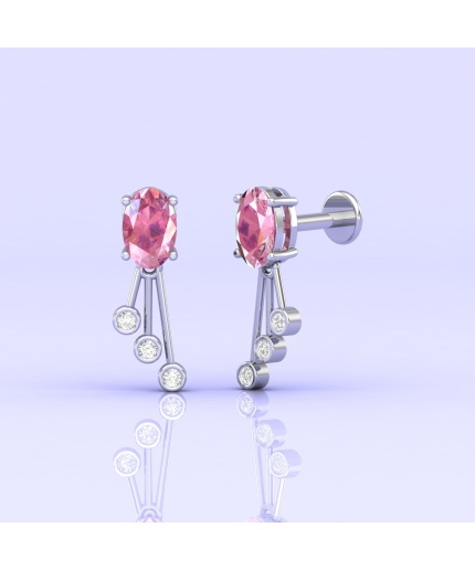 Dainty Spinel Earrings, Minimal Jewelry, Oval Stud Earrings, Gift for Her, Pink Spinel Jewelry, Christmas Gift, Diamond and Gemstone Earring | Save 33% - Rajasthan Living