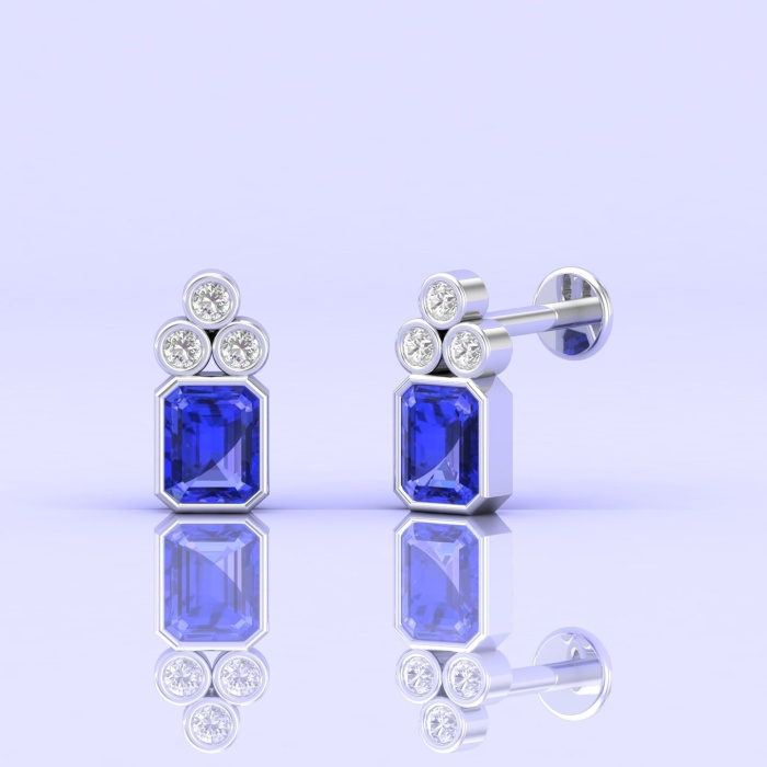 14K Natural Tanzanite Earrings, Minimal Style Earrings, Art Nouveau Studs, Octagon Earrings, Jewelry Gift, December Birthstone Jewelry | Save 33% - Rajasthan Living 10