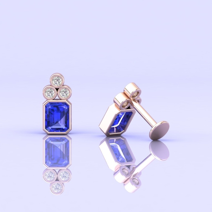 14K Natural Tanzanite Earrings, Minimal Style Earrings, Art Nouveau Studs, Octagon Earrings, Jewelry Gift, December Birthstone Jewelry | Save 33% - Rajasthan Living 7