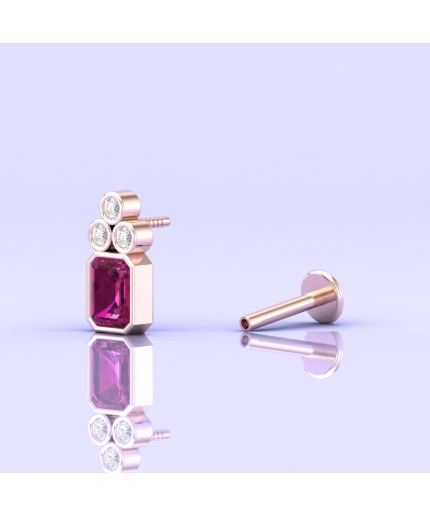 Dainty Rhodolite Earrings, 14K Stud Earrings, Party Jewelry, Minimalist Jewelry, Gemstone Earrings, Gift for Women, Octagon Stud Earrings | Save 33% - Rajasthan Living 3
