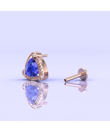 14K Dainty Tanzanite Earrings, Stud Earrings, Gift For Her, Art Deco Earrings, Minimalist Jewelry, Wedding Jewelry, Handmade Jewelry | Save 33% - Rajasthan Living 3