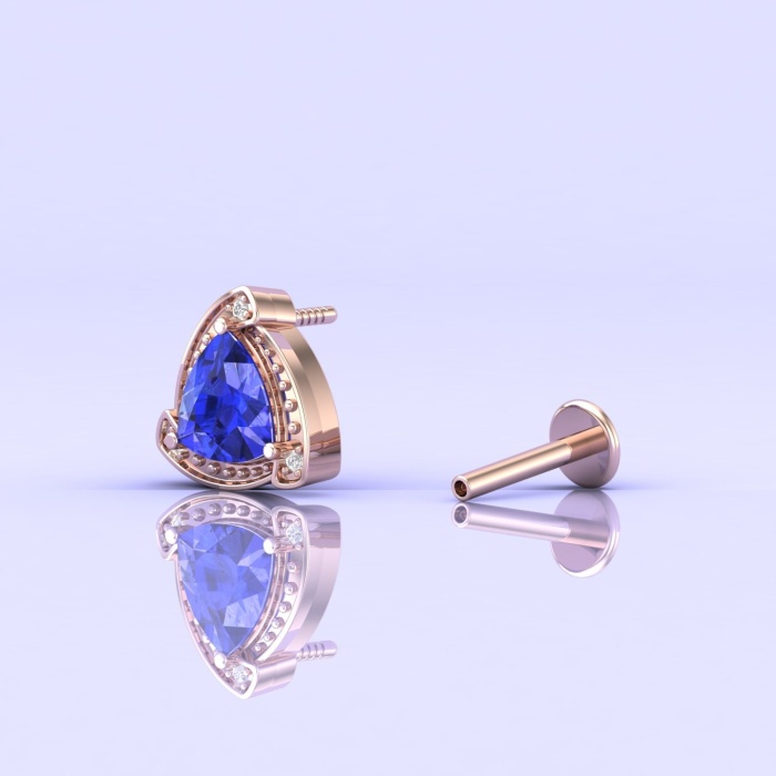 14K Dainty Tanzanite Earrings, Stud Earrings, Gift For Her, Art Deco Earrings, Minimalist Jewelry, Wedding Jewelry, Handmade Jewelry | Save 33% - Rajasthan Living 6