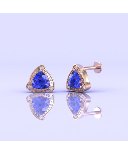 14K Dainty Tanzanite Earrings, Stud Earrings, Gift For Her, Art Deco Earrings, Minimalist Jewelry, Wedding Jewelry, Handmade Jewelry | Save 33% - Rajasthan Living