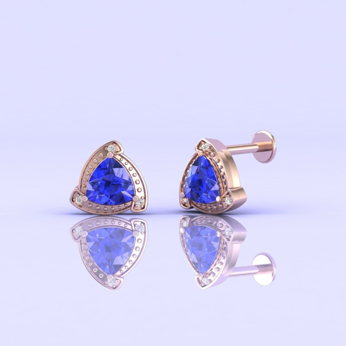 14K Dainty Tanzanite Earrings, Stud Earrings, Gift For Her, Art Deco Earrings, Minimalist Jewelry, Wedding Jewelry, Handmade Jewelry | Save 33% - Rajasthan Living 5