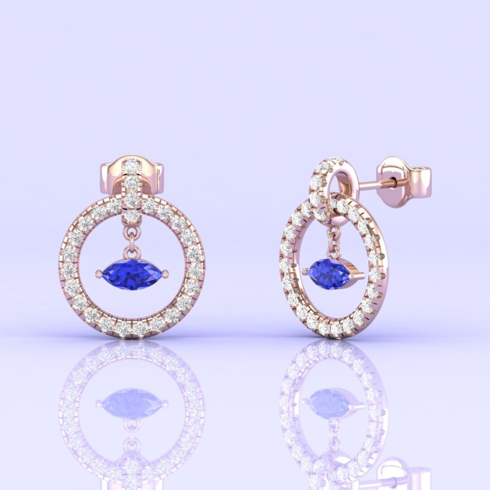 Dainty 14K Natural Tanzanite Evil Eye Dangle Earrings, December Birthstone Earrings For Women, Everyday Gemstone Jewelry For Her, Vintage | Save 33% - Rajasthan Living 11