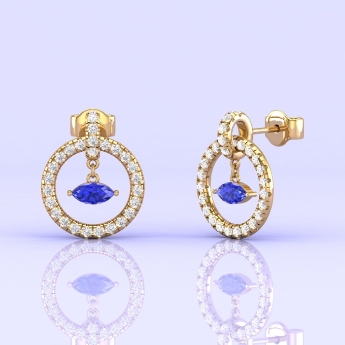 Dainty 14K Natural Tanzanite Evil Eye Dangle Earrings, December Birthstone Earrings For Women, Everyday Gemstone Jewelry For Her, Vintage | Save 33% - Rajasthan Living 13