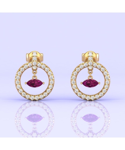 14K Dainty Natural Rhodolite Garnet Evil Eye Dangle Earrings, Everyday Gemstone Jewellery For Women, Gold Stud Earrings For Her, Garnet Cut | Save 33% - Rajasthan Living