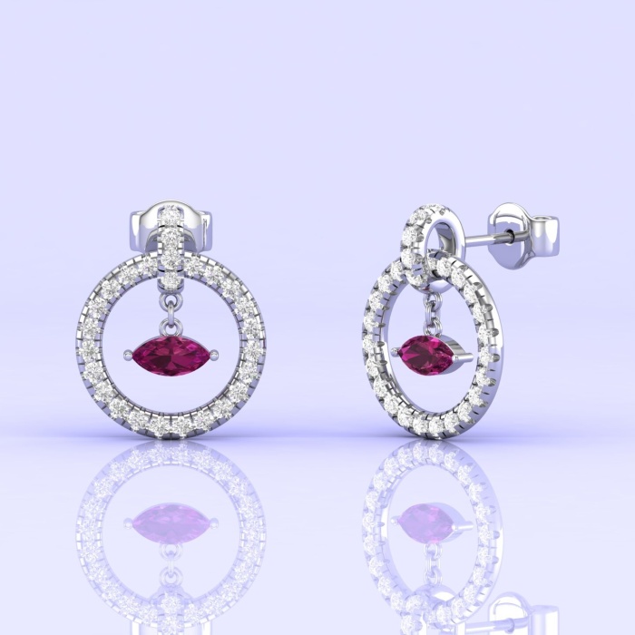 14K Dainty Natural Rhodolite Garnet Evil Eye Dangle Earrings, Everyday Gemstone Jewellery For Women, Gold Stud Earrings For Her, Garnet Cut | Save 33% - Rajasthan Living 11