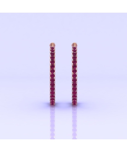 Solid 14K Natural Rhodolite Garnet Hoop Earrings, January Birthstone Earrings For Women, Everyday Gemstone Jewelry For Her, Handmade Jewelry | Save 33% - Rajasthan Living 3