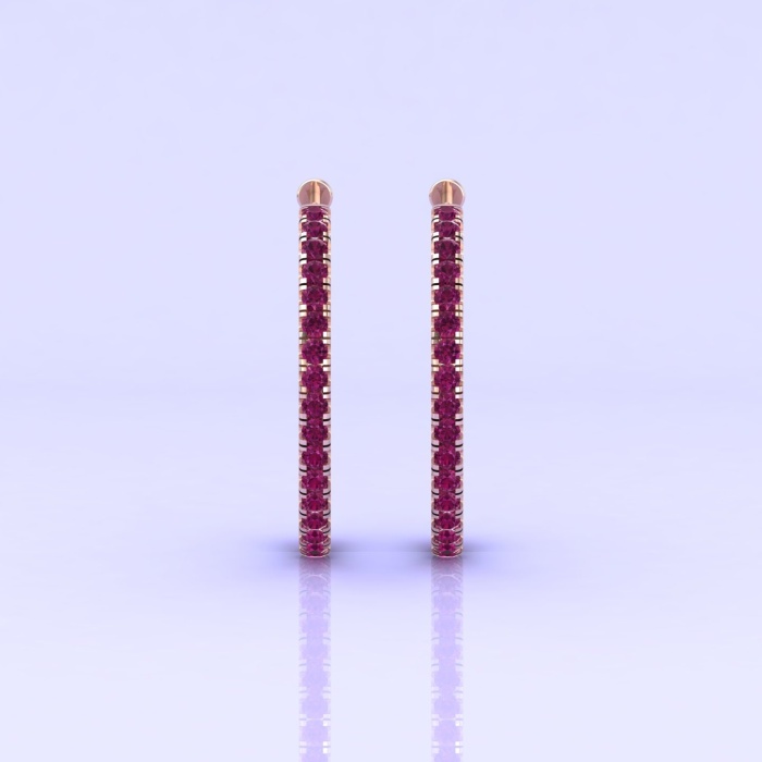 Solid 14K Natural Rhodolite Garnet Hoop Earrings, January Birthstone Earrings For Women, Everyday Gemstone Jewelry For Her, Handmade Jewelry | Save 33% - Rajasthan Living 6