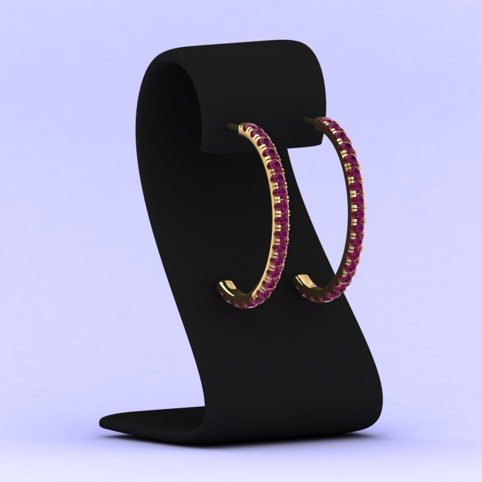 Solid 14K Natural Rhodolite Garnet Hoop Earrings, January Birthstone Earrings For Women, Everyday Gemstone Jewelry For Her, Handmade Jewelry | Save 33% - Rajasthan Living 13