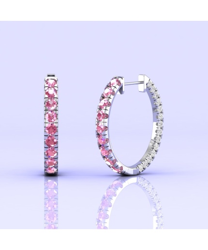 14K Dainty Natural Pink Spinel Hoop Earrings, Everyday Gemstone Jewelry For Women, Handmade Gold Stud Earrings For Her, August Birthstone | Save 33% - Rajasthan Living