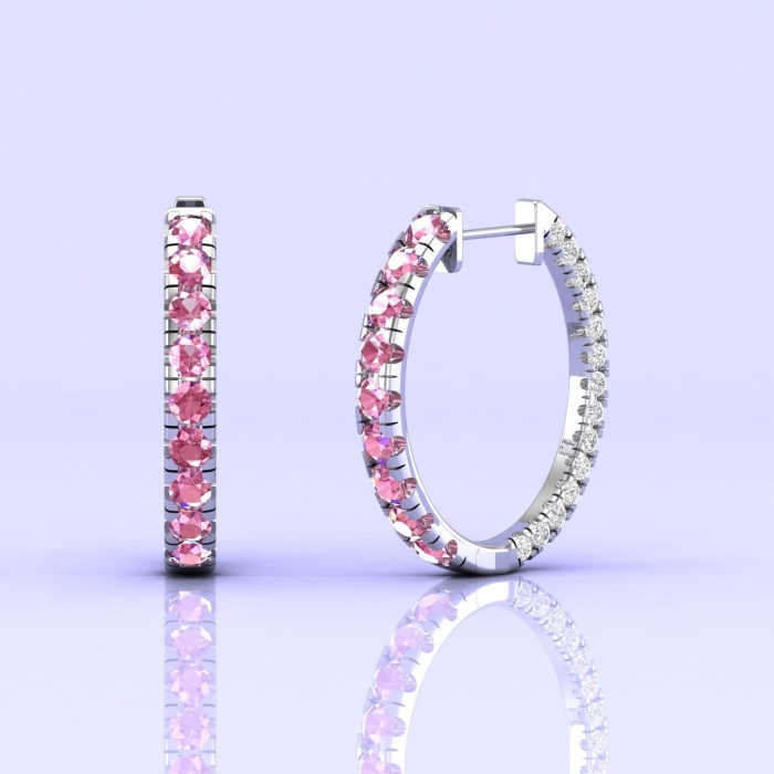 14K Dainty Natural Pink Spinel Hoop Earrings, Everyday Gemstone Jewelry For Women, Handmade Gold Stud Earrings For Her, August Birthstone | Save 33% - Rajasthan Living 5