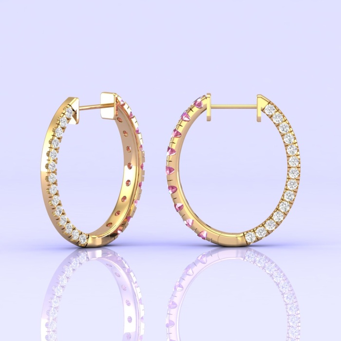 14K Dainty Natural Pink Spinel Hoop Earrings, Everyday Gemstone Jewelry For Women, Handmade Gold Stud Earrings For Her, August Birthstone | Save 33% - Rajasthan Living 12