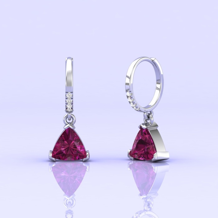 14K Rhodolite Garnet Dangle Earrings, Handmade Jewelry, Art Deco, Gift For Her, Gemstone Earrings, Trillion Cut Gemstone, Anniversary Gift | Save 33% - Rajasthan Living 12