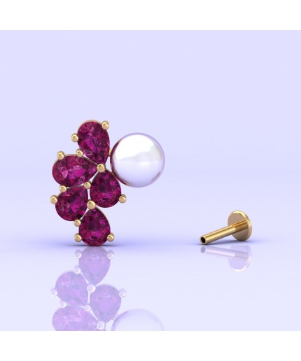 Rhodolite Garnet 14K Stud Earrings, Pearl Stud Earrings, Deluxe Jewelry, Handmade Jewelry, Anniversary Gift, Gift For Women, Natural Garnet | Save 33% - Rajasthan Living 5