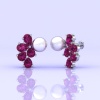 Rhodolite Garnet 14K Stud Earrings, Pearl Stud Earrings, Deluxe Jewelry, Handmade Jewelry, Anniversary Gift, Gift For Women, Natural Garnet | Save 33% - Rajasthan Living 22